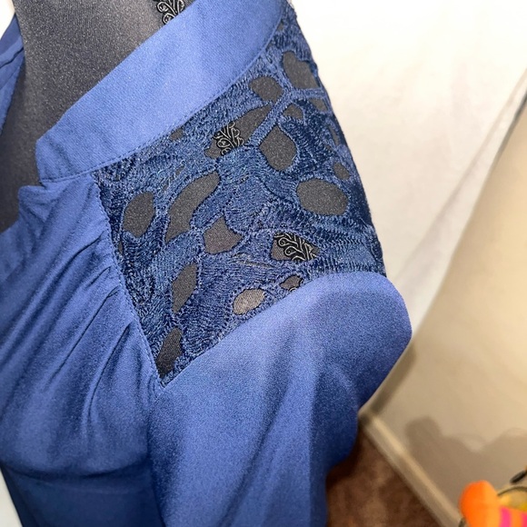 Rue21 Navy Blouse with  Crochet Lace Accents - Picture 3 of 9